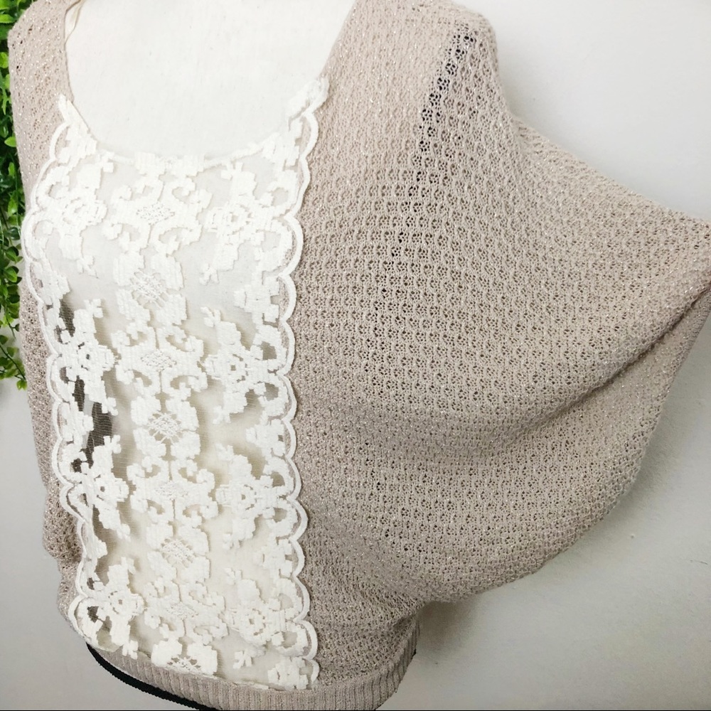 Free People Goldie’s Lurex Swit Lace Sqeater Top - Picture 3 of 8